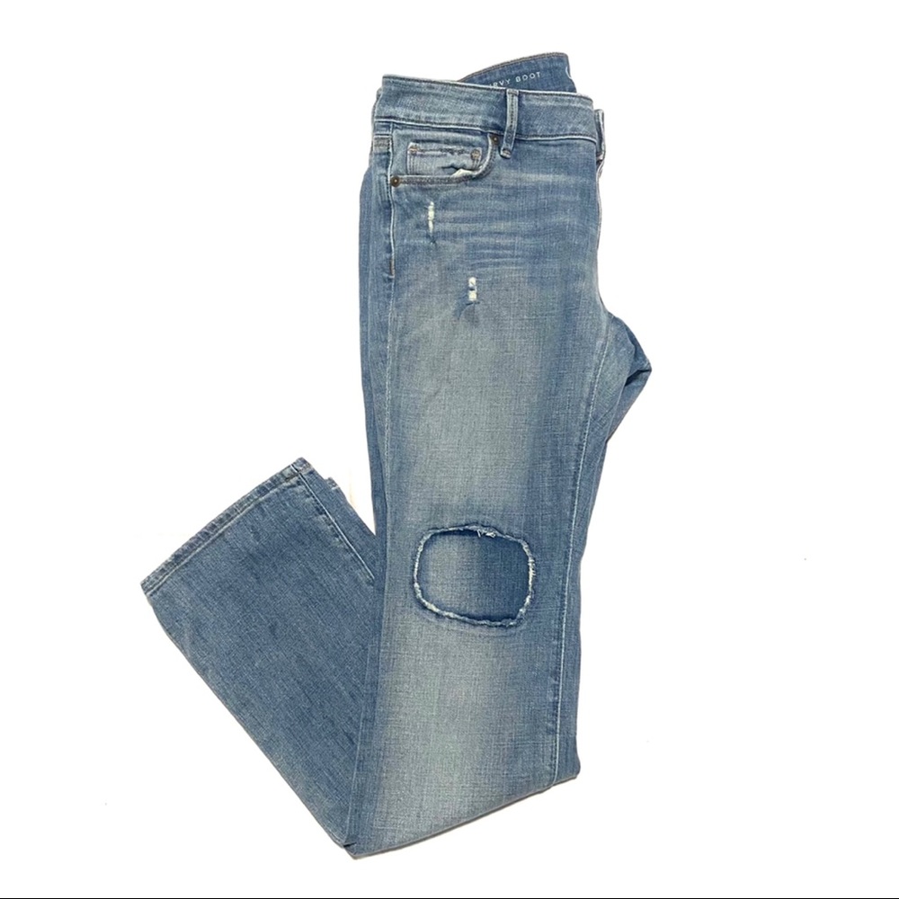 Ann Taylor Loft Curvy Boot Patchwork Jeans